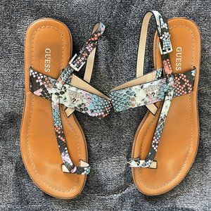 Guess multicolor snakeprint slingback sandals